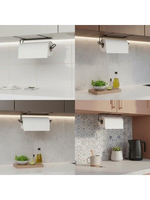 Meks Havluluk Peçetelik Askısı Banyo Mutfak Düzenleyicisi Kağıt Rulo Havlu Askılığı Pratik Siyah Rulo