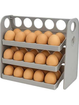 Meks Buzdolabı Yumurta Organizeri – 30 Hazneli, Katlanır Raflı, Yaylı Mekanizma & Tarih Kayıt Fonksiyonl
