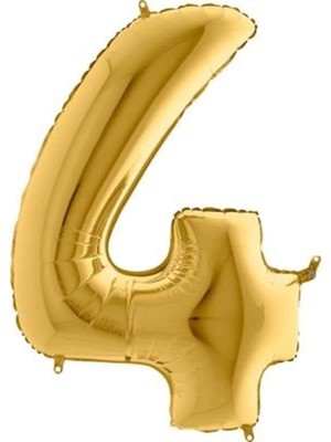 Meks 4 Rakamlı 16 Inç Gold Renk Folyo Balon 36 cm (Altın)