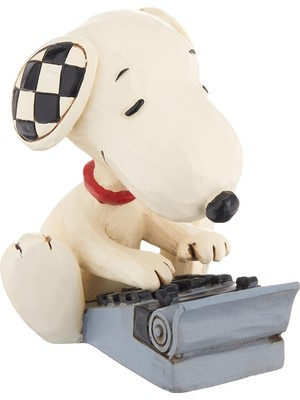 Meks Enesco Jim Shore Peanuts Snoopy Yazma Minyatür Heykelcik, 7,5 Cm, Çok Renkli