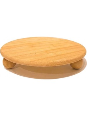 Meks Smartizi Top Ayaklı Mini Bambu Sunumluk - 12 cm Yuvarlak Doğal Ahşap Stand - Kahve Yanı, Lokumluk,
