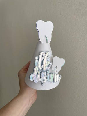 Meks Wenucapartyshop Ilk Diş Bebek Parti Şapkası, El Yapımı Kağıt Ilk Dişim Kutlama Şapkası