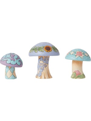Meks Enesco Jim Shore Heartwood Creek Nature's Meadow Mushrooms Minyatür Heykelcik Seti, 6,5 Cm, Çok Ren