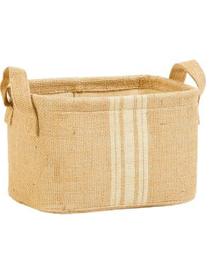 Meks Ocean Home Textile Çizgili Jüt Sepet 24 x 17 x 14 cm