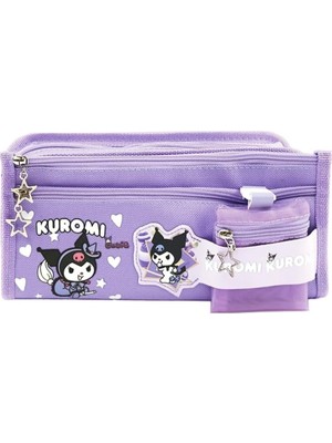 Meks Sanrio Kuromi Mor Yüksek Kapasiteli Çok Gözlü Kalemlik Kalem Kutusu