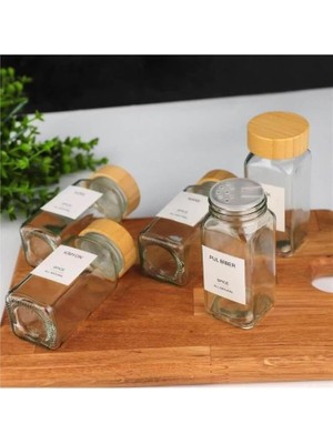 Meks Bambu Kapaklı 12 Adet Cam Baharatlık Seti 120 ml