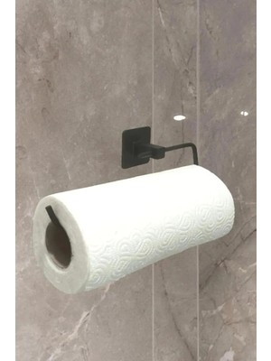 Meks Rulo Havluluk Peçetelik, Yapışkanlı, Pratik Banyo Askısı, Kağıt Rulo Havluluk, Siyah