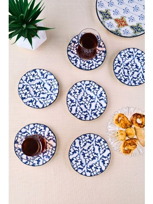 Meks Tabakevi Tabak Evi Porselen Mia Çay Tabak Takımı 12CM 6 Parça FLY6ÇTPRS1210