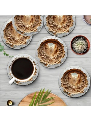 Meks 6'lı Ahşap Bardak Altlığı BRD-011