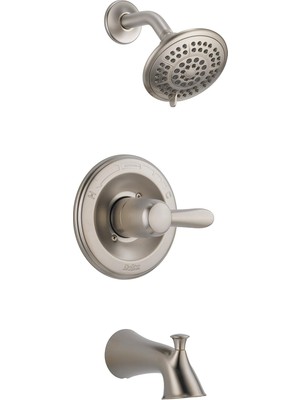 Meks Delta Faucet Lahara 14 Serisi Duş ve Küvet Seti, 5 Fonksiyonlu Touch-Clean Duş Başlıklı, Paslanmaz