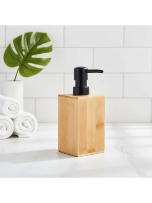 Meks Deconox Bambu Sıvı Sabunluk | Ahşap El Sabunu, Losyon ve Şampuan Dispenseri | Modern Banyo, Mutfak