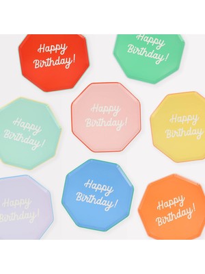 Meks Meri Meri - Happy Birthday Tabaklar - M - 8 Adet