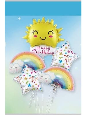 Meks Happy Birthday Güneş Gökkuşağı Folyo Balon Set