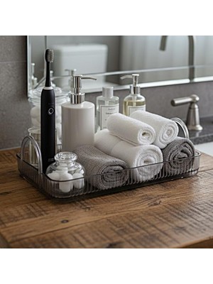 Meks Banyo Düzenleyici Organizer Banyo Rafı (Duman Gri)