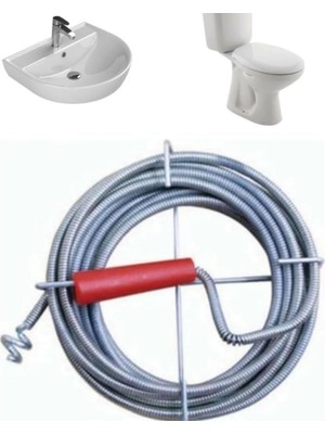 Meks Jouis Gider Açma Aparatı 3 Metre Spirali Tıkanıklık Açma Makinesi Mutfak Banyo Drenaj Duş Tuvalet K