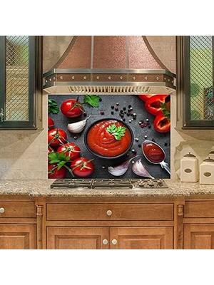 Meks Mutfak Duvar Tezgah Arası Ocak Arkası Sticker Kaplama Ketçap Sos