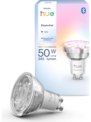 Meks Philips Hue Essential 4.7W GU10 345 Lumen Renkli Akıllı Spot Ampul