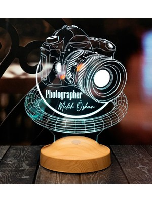 Meks Fotoğrafçıya Hediye Dslr Fotoğraf Makinesi Kişiye Özel 3D Halkalı LED Lamba
