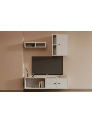 Vivense Leron 3 Kapaklı Yüksek Kapasiteli Tv Sehpası Açık Bölmeli Modern Salon Organizeri Mst Tvt 1052