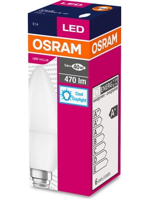 Meks Osram LED 10'lu Paket Mum Clb 40 5W 470 Lümen 6500 Kelvin Beyaz Işık E14 Duy Ampul