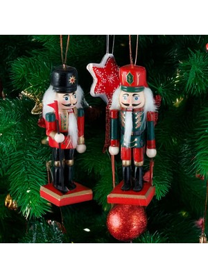 Meks 2 Askili Ahşap Noel Ekran 12CM Noel Dekorasyonlari Addobbi