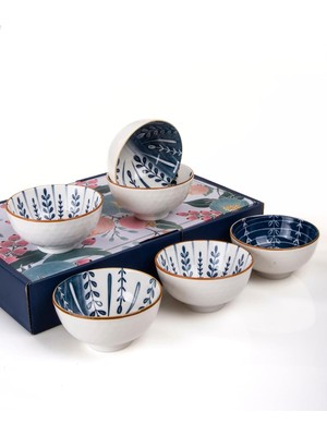 Meks Mukko Home 6'lı Desenli Porselen Kase Seti 320 Ml, Çorbalık, Kahvaltılık, Atıştırmalık Kase Hediyel