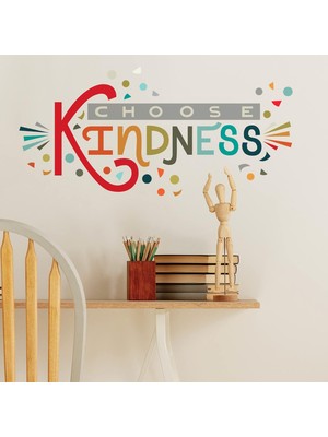 Meks Roommates RMK5329GM Rainbow Choose Kindness Giant Peel And Stick Duvar Çıkartmaları, Kırmızı, Turun