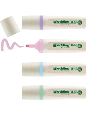 Meks Edding 24 Ecoline Fosforlu Kalem, 4'lü Set, Karışık Renkler, Kesik Uç