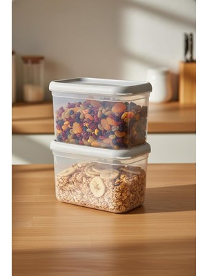 Meks Bernardo Hide Plus 2'li Saklama Kabı 1900 ml Beyaz