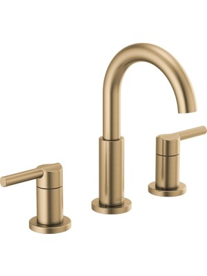 Meks Delta Faucet Nicoli Yaygın Banyo Bataryası 3 Delikli, Altın Banyo Lavabo Bataryası, Tahliye Montajı