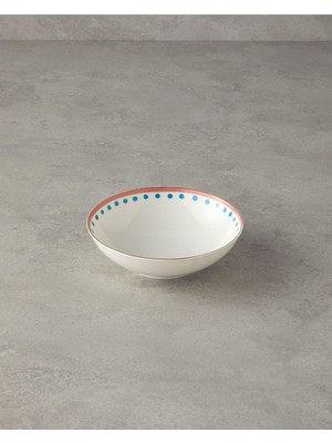 Meks Orange Carny Bone Porselen Kase 15 cm Turuncu-Mavi