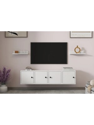 Vivense Leron Modüler Duvara Monte 4 Kapaklı Tv Ünitesi 2 Yüzer Raf Salon