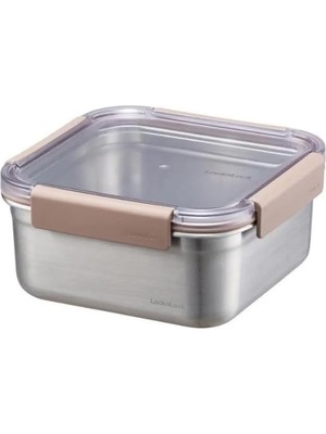 Meks Locknlock Paslanmaz Çelik Fırın & Saklama Kabı Kare Kilitli 1.3 Lt ml - Kahverengi