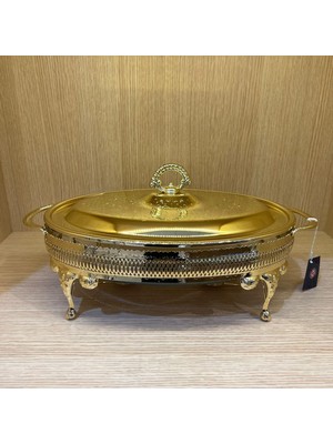 Meks Queen Anne Altın Kaplama Isıtıcılı Oval Yemek Servis 41 x 26.5 cm