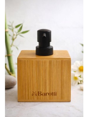 Meks Barotti Modern Doğal Bambu Kare Sıvı Sabunluk, Lüks Tasarım Banyo ve Mutfak Sabun Dağıtıcı, Dayanık
