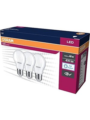 Meks Osram LED Klasi̇k Lamba Beyaz Işik 470 Lm E27 3'lü
