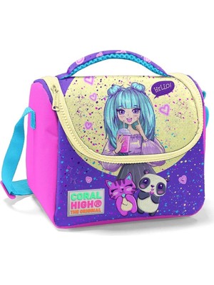 Meks Coral High Pembe Mor Anime Baskılı Kız Çocuk Yalıtımlı Beslenme Çantası