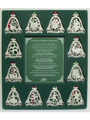 Meks 12 Günlük Noel Süs Seti, 12'li Metal Süs Seti, 7,7 Cm, Abbey & Ca Gift