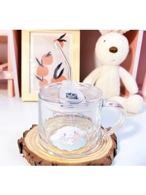 Meks Kawaii Cinnamoroll Pipetli Kulplu Cam Bardak