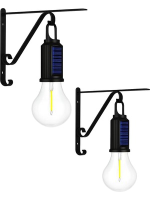 Meks Kyrotech 2 Li Set Güneş Enerjili LED Dış Mekan Lamba, Su Geçirmez, Ferforje Askılı, USB Type-C Şarj
