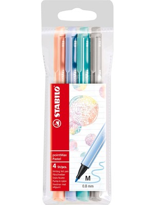 Meks Stabilo Pointmax - Keçe Uçlu Kalem - 4'lü Paket - Çeşitli Pastel Renkler