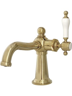 Meks Kingston Brass KS154KLPB Whitaker Tek Kollu Banyo Musluğu, Push Pop-Up, Cilalı Pirinç