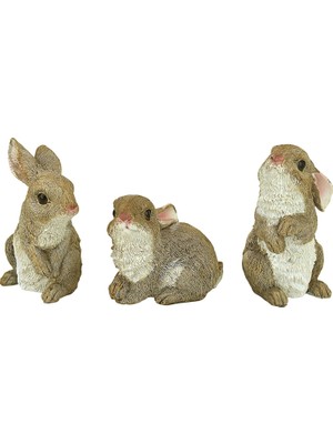 Meks Design Toscano QM92008 The Bunny Den Rabbits Iç/dış Mekan Bahçe Hayvan Heykelleri, 9,5 cm Genişliği