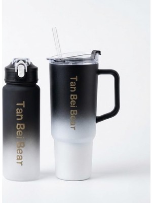 Meks 2’li Matara ve Pipetli Mug Bardak Seti – 900 ml Spor Suluk + 1500 ml Pipetli Termal Mug Bardak, Gün