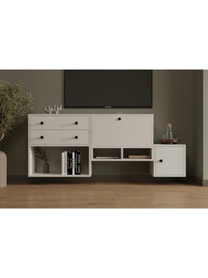 Vivense Leron Tv Konsolu 2 Çekmece 2 Kapaklı Nordic Stil Asimetrik Salon Mobilyası Mst Tvt 1044