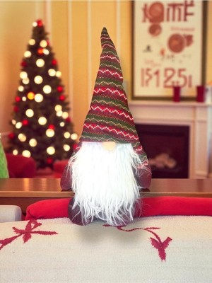 Meks Yenigeldi 1 Adet 50 cm Gnome Yılbaşı Noel Şans Cücesi Süs Dekorasyon Yılbaşı Ağaç ve Masa Süsü, Kır