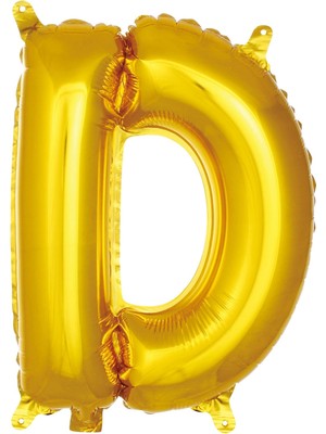 Meks D Harfi 16 Inç Gold Renk Folyo Balon 36 cm (Altın)