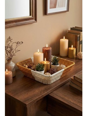 Meks Buffer Kare Çift Renkli Plastik Rattan Sepet, Çok Amaçlı Banyo ve Mutfak Düzenleyici, Yıkanabilir O