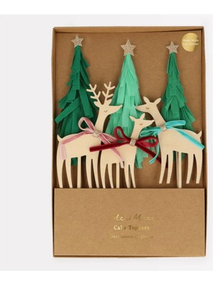 Meks Meri Meri - Reindeer Family Cake Toppers - Ren Geyikleri Ailesi Pasta Süsü