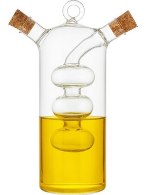 Meks Çift Hazneli Cam Premium Yağdanlık & Sirkelik -360ML Zarif ve Şık Tasarım